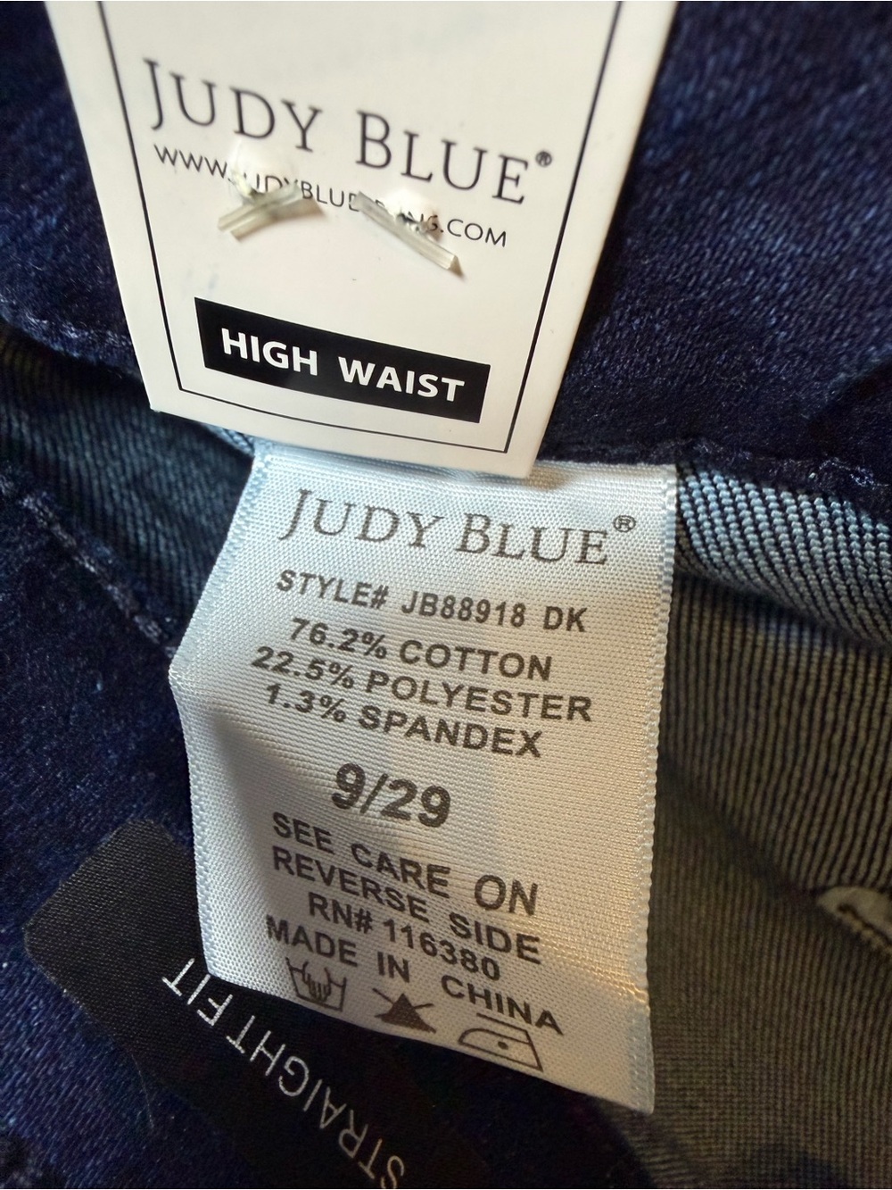 Judy Blue High Rise Straight Leg Utility Jeans Dark Wash 9/29 NWT - Picture 8 of 9